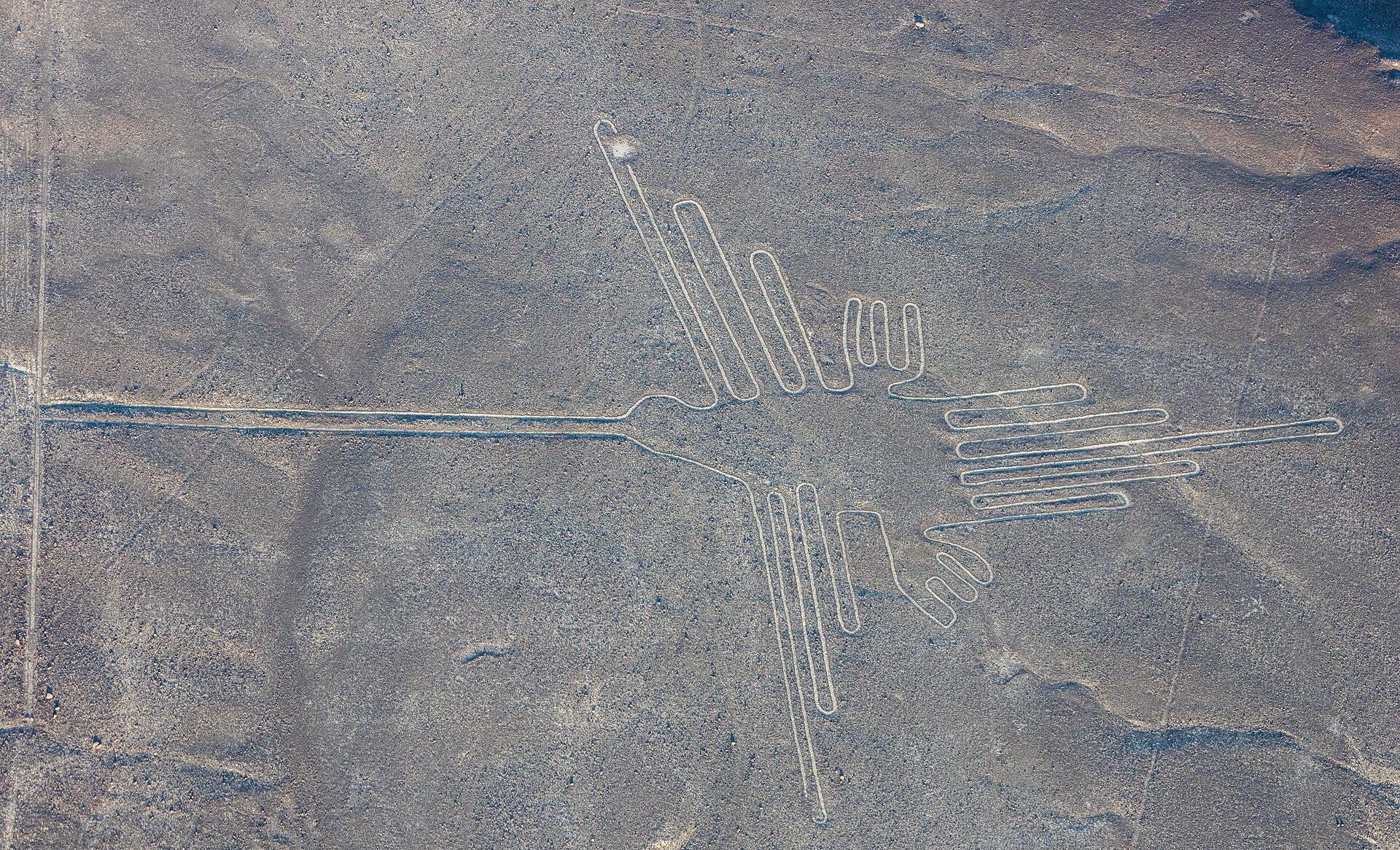 Geoglifo del colibrí, figura emblemática de las líneas de Nazca